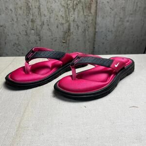 Nike Comfort Footbed Women Size 7 Thong Sandals Flip Flops Black/Pink 354925-012